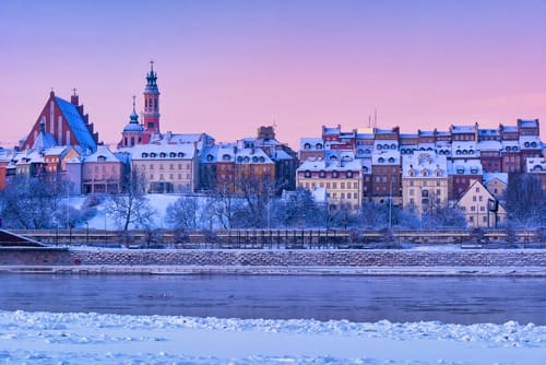 ポーランドのワルシャワの冬景色