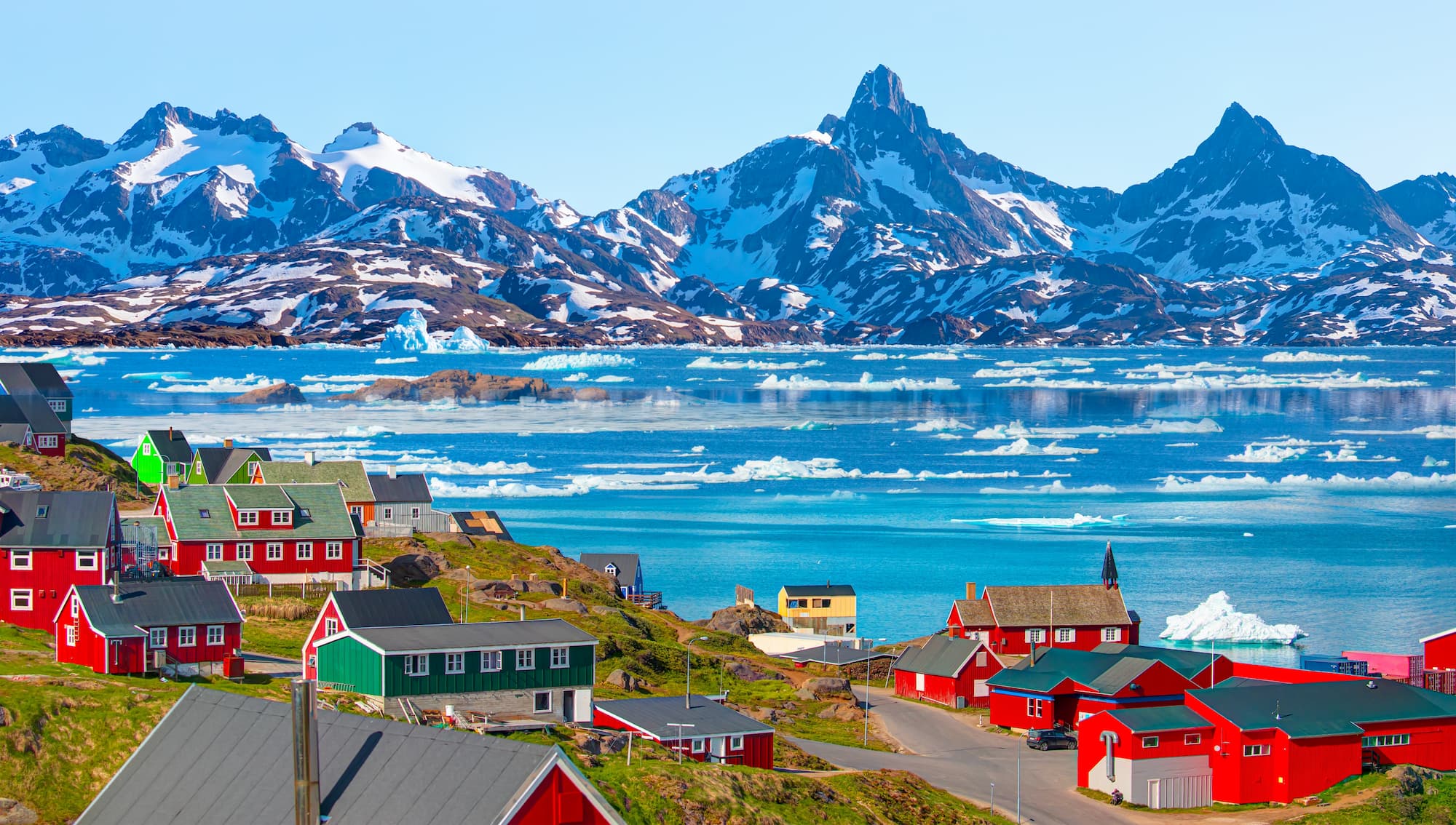 coast of Greenland - Colorful houses in Tasiilaq, East Greenland